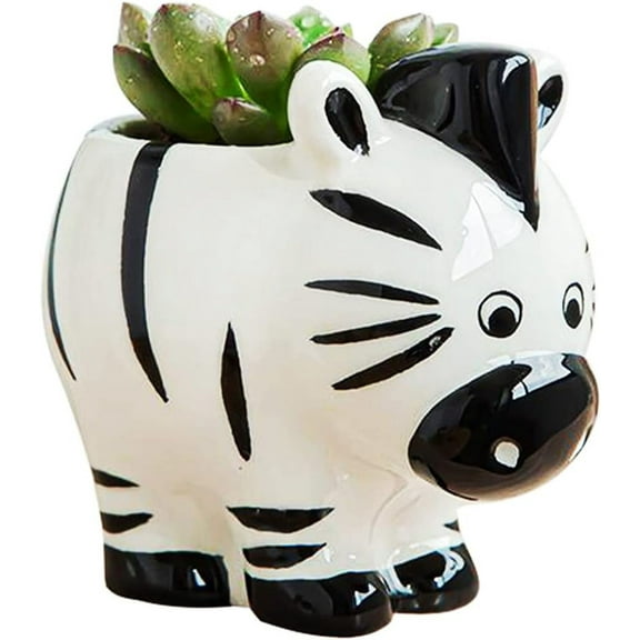 Cute Animal Ceramics Planter Small Succulent Pot, Small Cartoon Animal Plant Pot for Mini Plants Flower Cactus, Smooth Shiny Ceramic - Plants Not Included