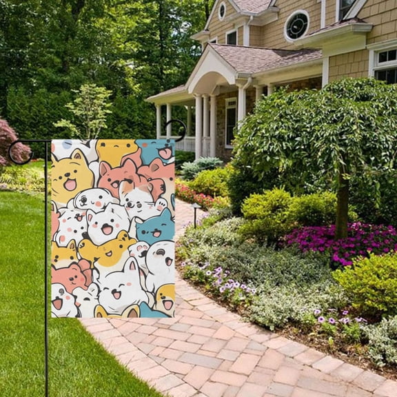 Cute Animal Chart Garden Flag 12x18 inch Double Sided Outside Yard Decorations for Home Outdoor