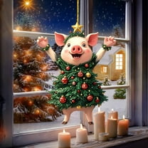 Cute Animal Christmas Tree Ornament - Festive Holiday 2D Flat Acrylic Hanging Decoration,Adorable Animals Ornament - Christmas Tree Ornament for Indoor and Parties Decoration