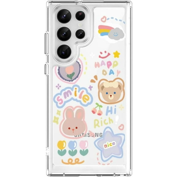 Cute Animal Clear Design for Samsung Galaxy S24 Ultra Case, Kawaii Animal Shockproof Hybrid Anti-Yellowing Soft TPU Bumper Phone Case for Galaxy S24 Ultra (S24 Plus)