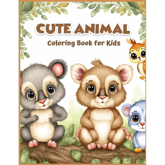 Cute Animal Coloring Book for Kids; : 60 Pages; School; Preschool; Kindergarten; Adults; (Paperback)