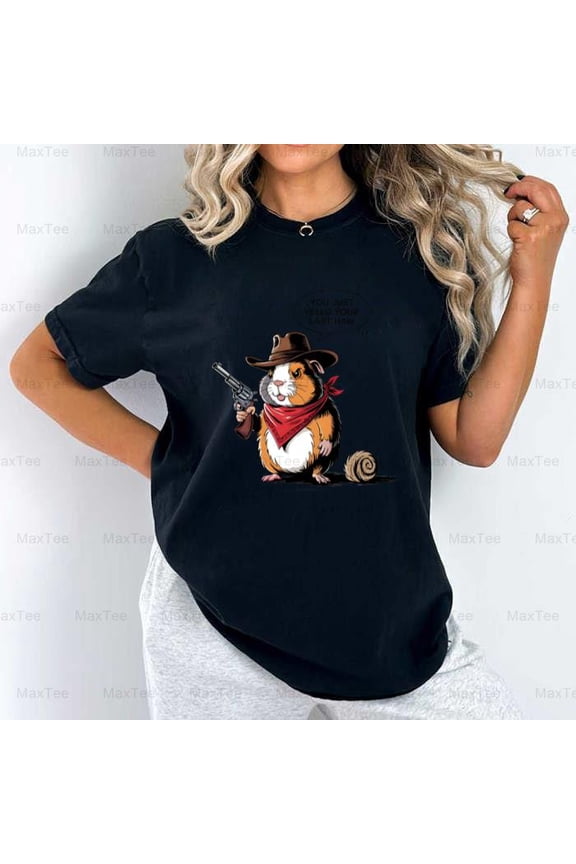 Cute Animal Costume Funny Guinea Pig Cowboy Pet Lover Comfort Color T-Shirt, Up to Size 4XL