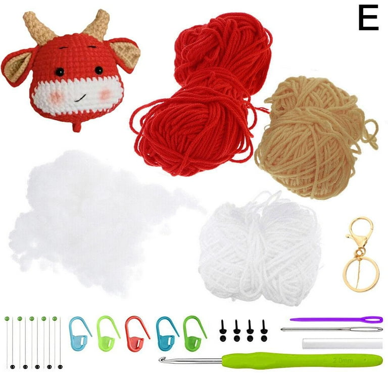 Cute Animal Crochet Kit, Unfinnished Crochet Set for Starters Complete Crochet Kit for Beginners L8h6, Ox
