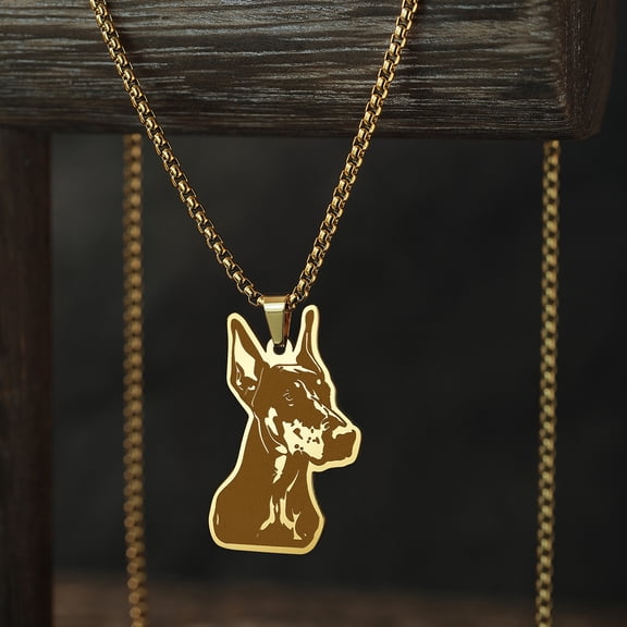 Cute Animal Dobermann Pendant Necklace For Women Lovely Stainless Steel Jewelry Choker Necklaces Gift