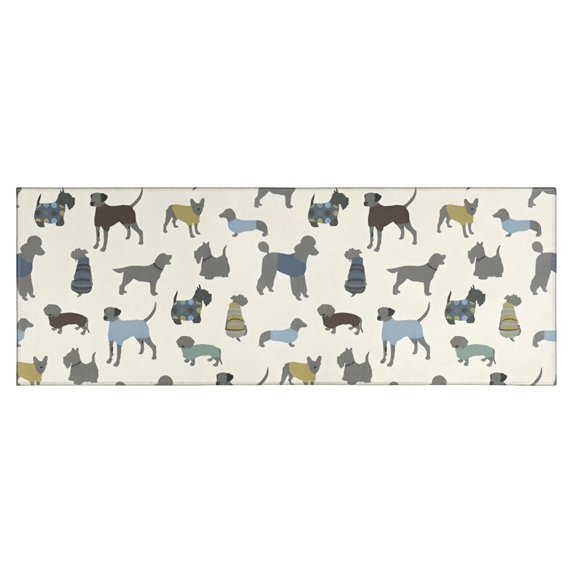 Cute Animal Dogs Kitchen Rug Mat,Kitchen Runner Rugs Non Skid Washable,Decorative Kitchen Floor Mats for Kitchen,Sink,Laundry,17"X47"