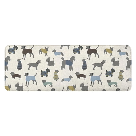 Cute Animal Dogs Kitchen Rug Mat,Kitchen Runner Rugs Non Skid Washable,Decorative Kitchen Floor Mats for Kitchen,Sink,Laundry,17"x47.2"