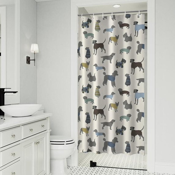 Cute Animal Dogs Shower Curtain 36"x72" ,Bathroom Decorative Shower Curtains Set with 12 Hooks,Modern Waterproof Washable Shower Curtain