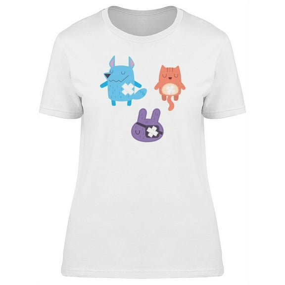 Cute Animal Doodles Cartoon T-Shirt Women -Image by Shutterstock, Female Small