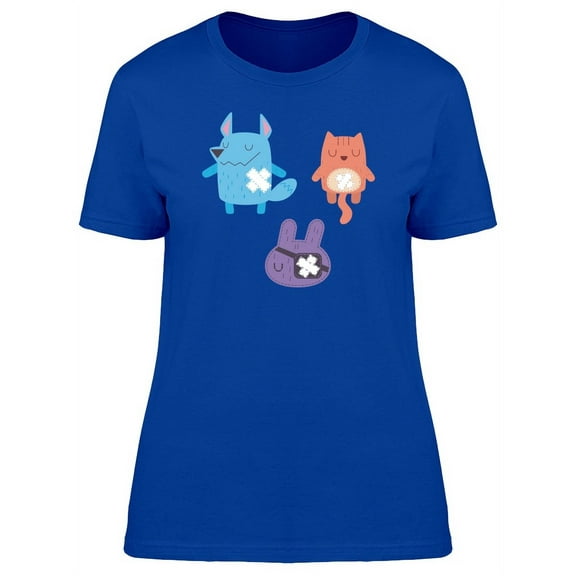 Cute Animal Doodles Cartoon T-Shirt Women -Image by Shutterstock, Female x-Large