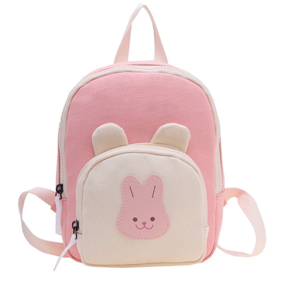 Cute Animal Ear Embroidered Canvas Backpack for Ages 3rd 4th 5th 6th Lightweight Adjustable Straps Waterproof Elementary Back To School Mini Bookbag