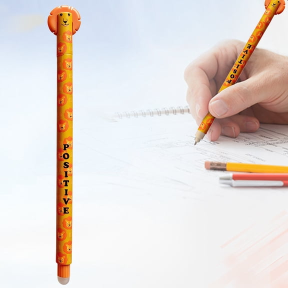Cute Animal Erasable Gel Pen With Thermosensitive Ink, 0.7mm Retractable Erasable Pen For Smooth Writing, Fun Animal Stationery For Office And Home, Lion