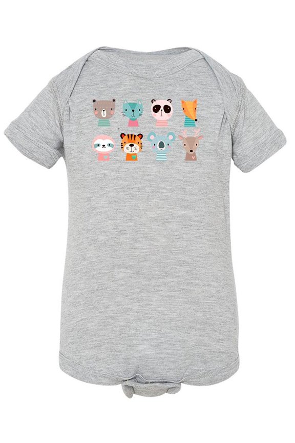 Cute Animal Faces Bodysuit Infant -Image by Shutterstock, 24 Months