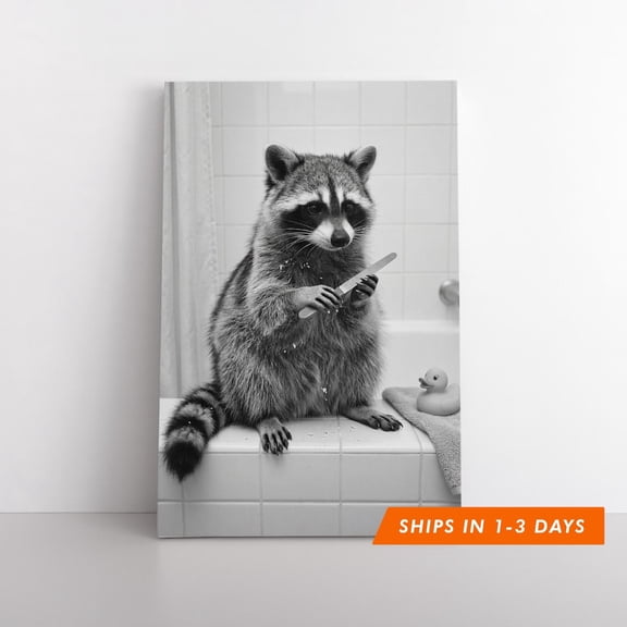 Cute Animal Farmhouse Wallpaper Restroom Toilet Shelf Poster, Unframed Poster