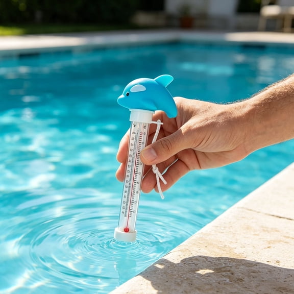 Cute Animal Floating Pool Thermometer with Hanging String, Shatter Resistant Large Dual Scale Display Water Temperature Gauge for Swimming Pool, Spa, Hot Tub, Ice Bath, Aquarium & Pond
