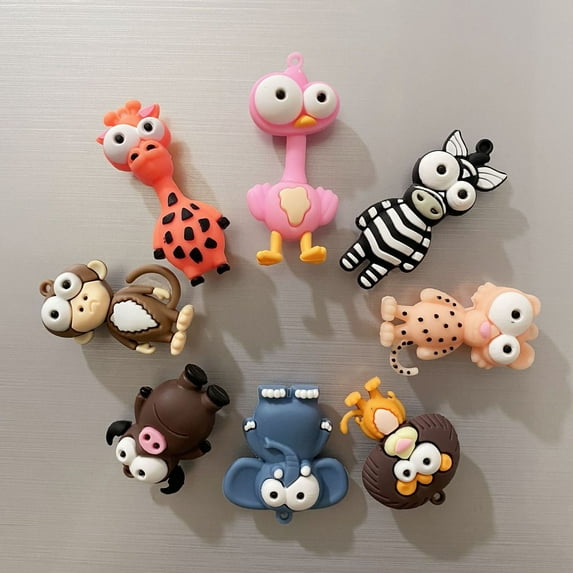 Cute Animal Fridge Magnets Set, Strong Magnetic Refrigerator Decorations for Home/Office/School, Fun Gift for Family & Friends - Cartoon Zoo Animal Designs