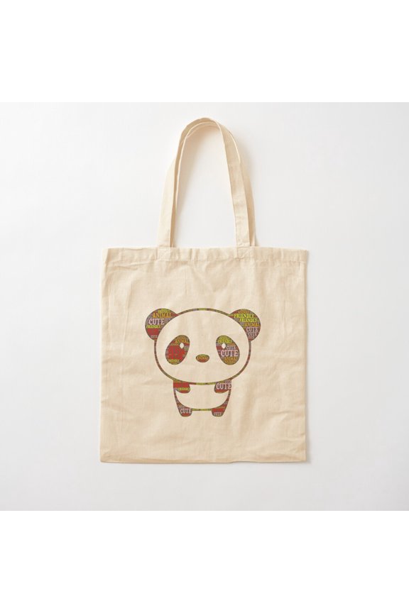 Cute Animal Friendly Panda Canvas Tote Bags, Reusable Shopping Bag