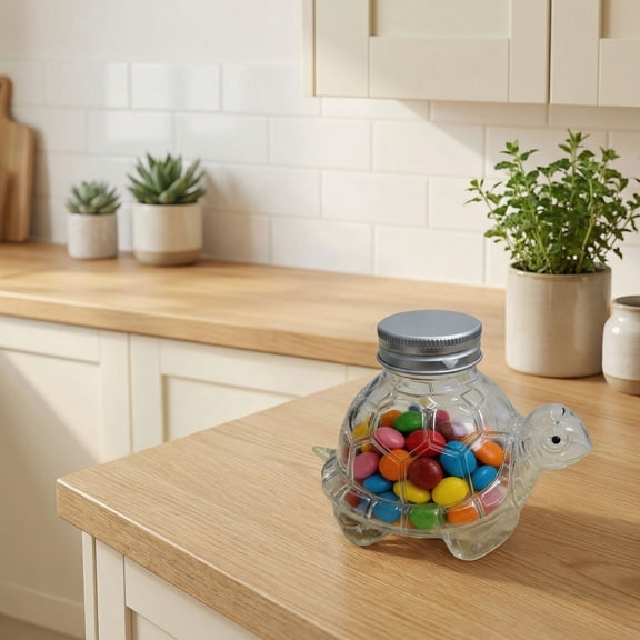 Cute Animal Glass Candy Storage Jar, Food Grade Clear Glass Container With Lid, Decorative Canister For Home Office Kitchen Organization, Ideal For Kids' Treasures Snacks Candies