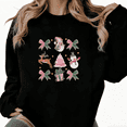 thumbnail image 1 of Cute Animal Graphic Tee T-Shirt Pink Christmas Santa Snowman Print Top Cotton Round-neck long-sleeved Black S-3XL, 1 of 6