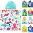 thumbnail image 1 of Cute Animal Hooded Beach Towel, Microfiber Bath Towels For Kids Boy Girl, Animal Towels For Bath Pool Swim Swimwear Summer Beach Cartoon Shower Gifts (, Marine Animal), 1 of 4