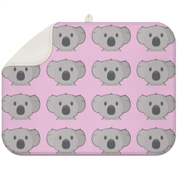 Cute Animal Koala Drying Mat for Dishes - Super Absorbent Microfiber Kitchen Counter Mat, 3-Layer Heat Resistant & Non-Slip Sink Pad (Foldable & Washable)