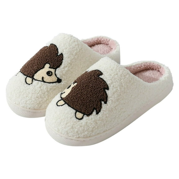 Cute Animal Matching Slippers for Women Comfy Fuzzy Warm Memory Foam Indoor Bedroom Slip on House Shoes