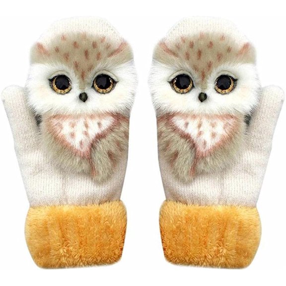 Cute Animal Mittens, 2023 New Handmade Knitted Plush Animal Mittens Gloves, Full Fingers Thickening Soft Winter Warm Mittens