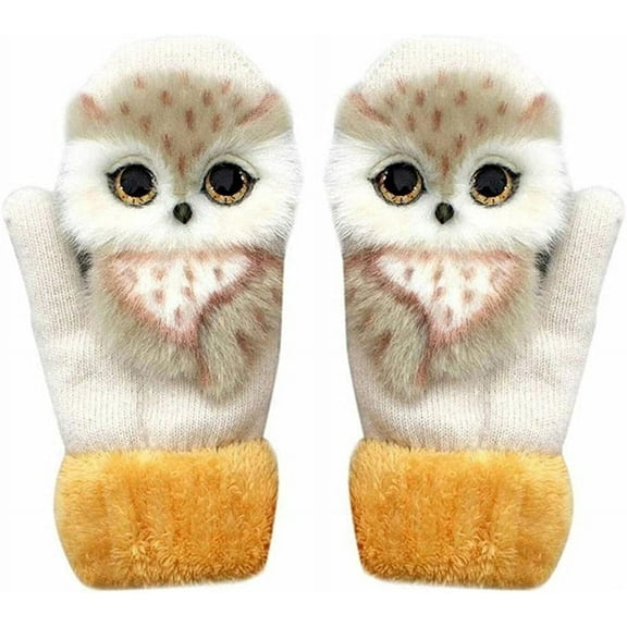 Cute Animal Mittens, 2023 New Handmade Knitted Plush Animal Mittens Gloves, Full Fingers Thickening Soft Winter Warm Mittens