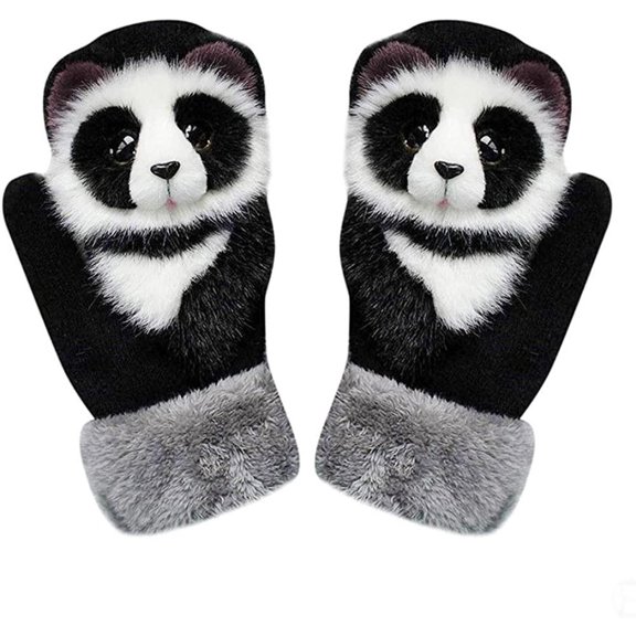 Cute Animal Mittens, 2023 New Handmade Knitted Plush Animal Mittens Gloves, Full Fingers Thickening Soft Winter Warm Mittens