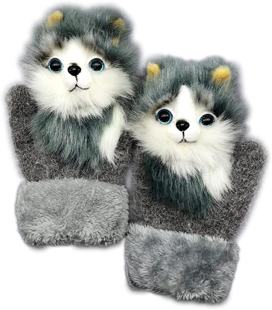 Cute Animal Mittens, 2023 New Handmade Knitted Plush Animal Mittens Gloves, Full Fingers