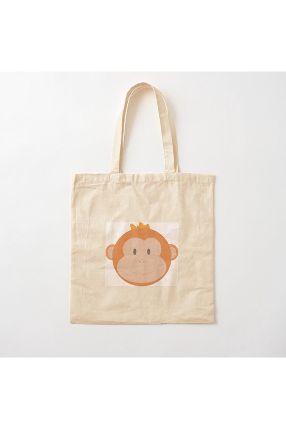 Cute Animal Monkey Smiling Canvas Tote Bags, Reusable Shopping Bag