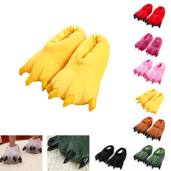 Cute Animal Monster Paw Plush Slippers for Kids Boys Girls Warm Indoor Non Slip House Shoes Halloween Holiday Footwear