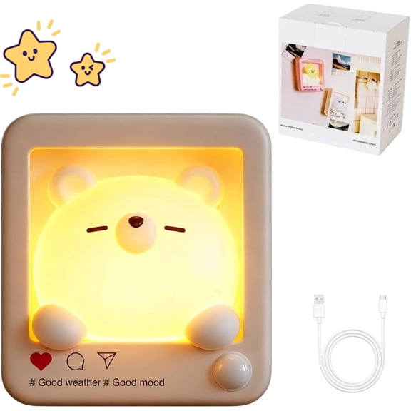 Cute Animal Night Light, Smart Sensor Magnetic Rechargeable LED Lights for Wall & Desktop,2-Mode Motion Activated Nightlight for Bathroom,Hallway, Stairs,Toilet,Bedroom,Kids Room,Nursery (2PCS Bear)