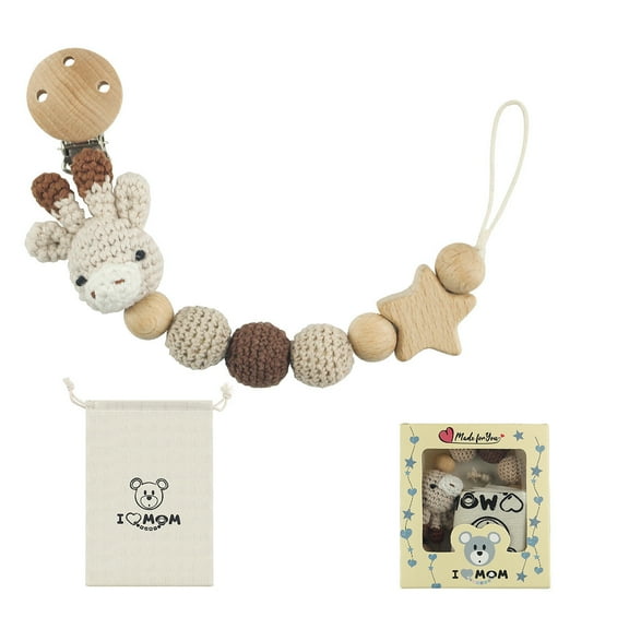 Cute Animal Pacifier Holder Clip for Boys and Girls, Most Pacifiers, Baby Teethers, Baby Shower and Baby Essentials