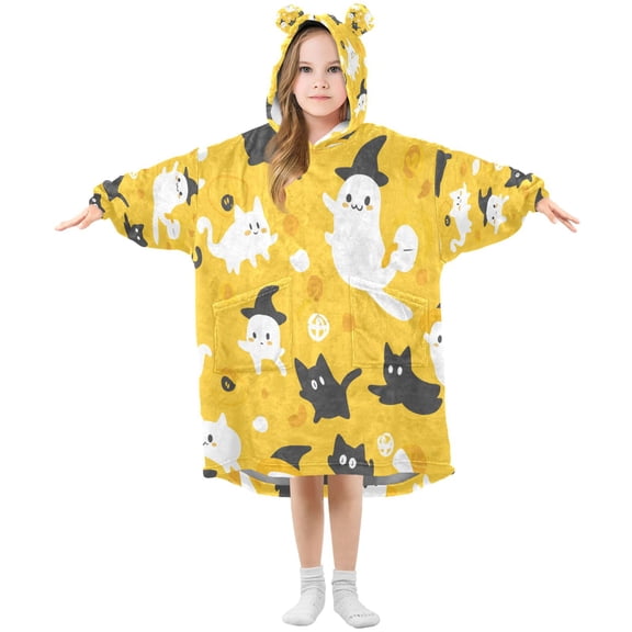 Cute Animal Patterns Wearable Blankets Hoodie Oversize Sherpa Wearable Soft Blanket Warm Cozy 3-14 Age