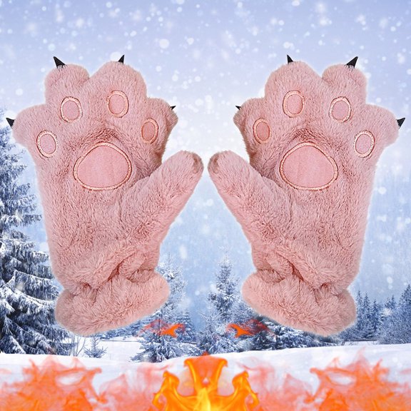 Cute Animal Paw Full-finger Gloves, Bear Claw Style Warm Mittens for Cold Weather, Cozy Winter Hand Protection Accessories