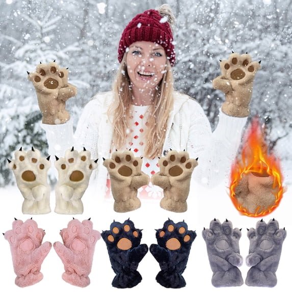 Cute Animal Paw Gloves – Full Finger Warm Gloves, Soft Plush for Cold Weather Protection, Novelty Gift
