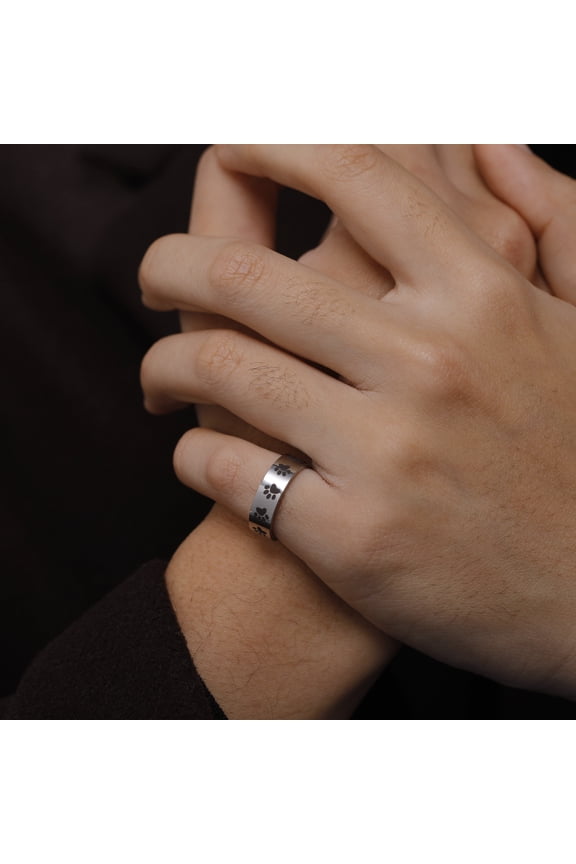 Cute Animal Paw Golden Silver Color Rings for Men Women Cat Footprints Finger Ring 14K Yellow Gold Jewelry Birthday Mother Gift