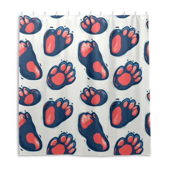 Cute Animal Paw Shower Curtain Liner 66x72 Inch Waterproof Shower Curtains Decorative Bathroom with 12 Pack Hooks