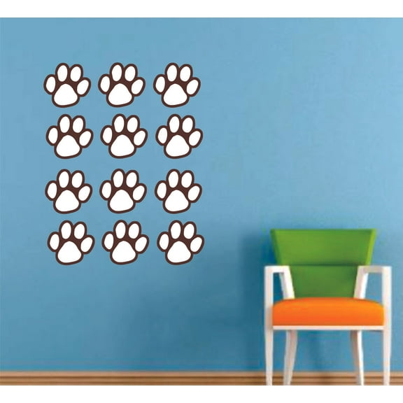 Cute Animal Paws Drawing Dog Paw Customized Wall Decal - Custom Vinyl Wall Art - Personalized Name - Baby Girls Boys Kids Bedroom Wall Decal Room Decor Wall Stickers Decoration Size (30x30 inch)