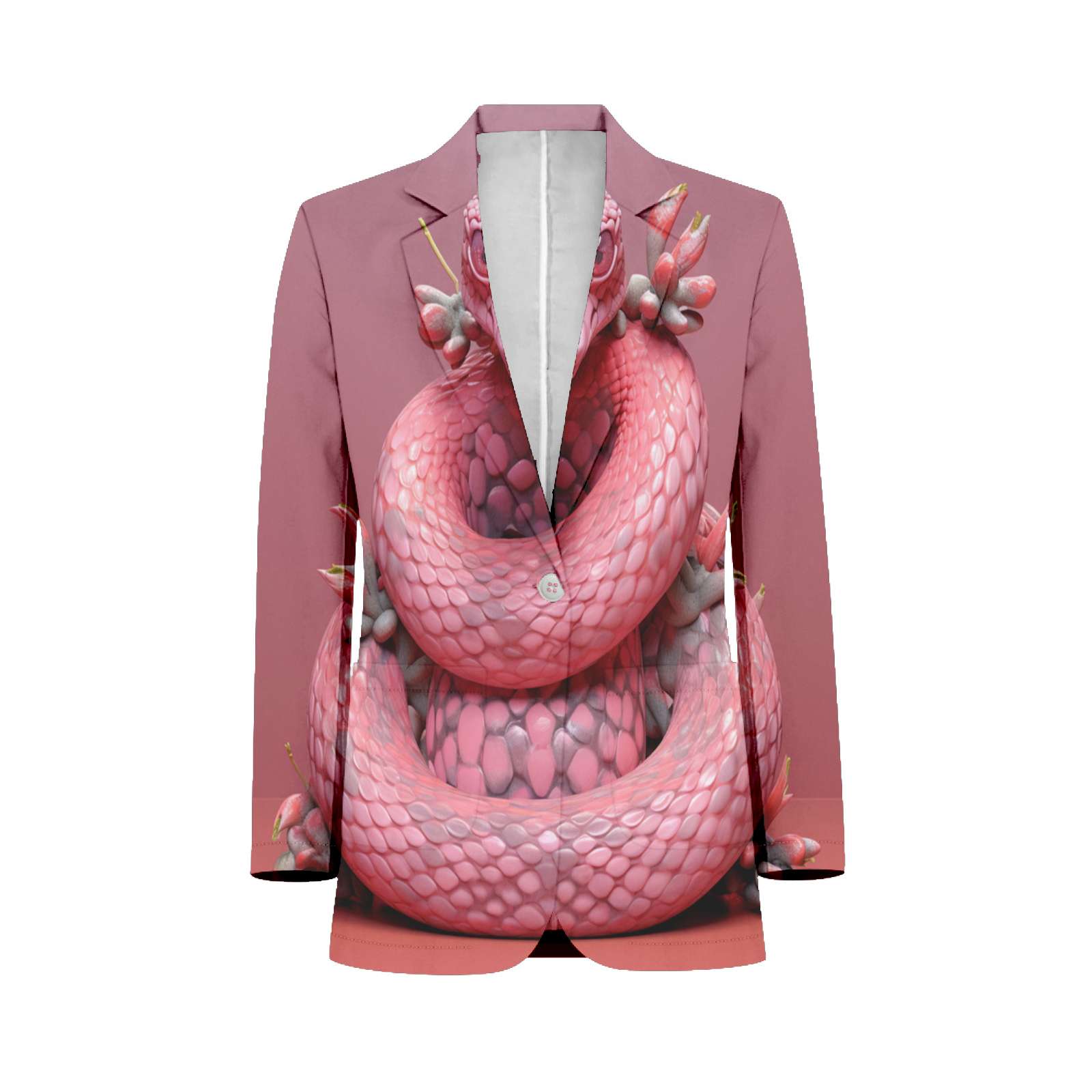 Cute Animal Pink Snake Mens Suits Shawl Collar Slim Fit Suit Mens Groom ...