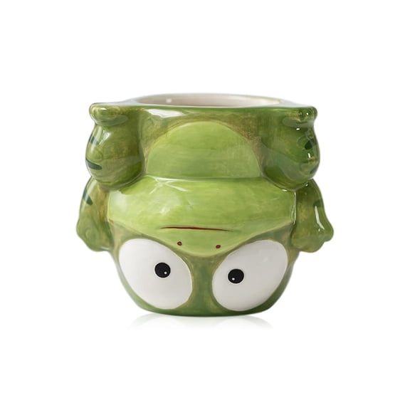 Cute Animal Planter Upside Down Ceramic Cartoon Succulent Pot Animals Shaped Small Flowerpot for Kid's Room Decoration Desktop Planting Ideas Creative Pen Holder - Plants Not Included (Frog)