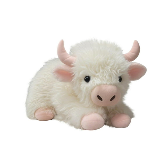 Cute Animal Plush Toy Figurine, Super Adorable Buffalo Plush Doll With Fluffy Fur & White Horns, Soft Stuffed Plushie , Collectors & Room Decor