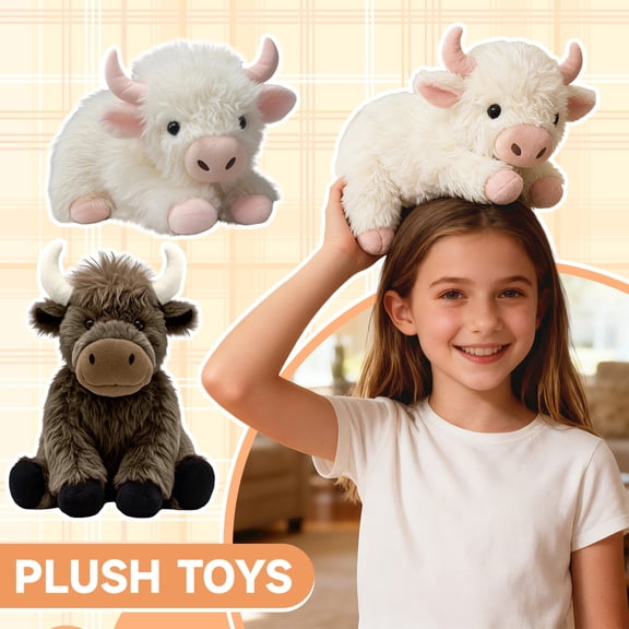 Cute Animal Plush Toy Figurines, Super Adorable Dolls, Plush Stuffed Cattle Figurine With Soft Fabric Rounded Features And Ideal For Home Decor Desk Accents And Collecting By