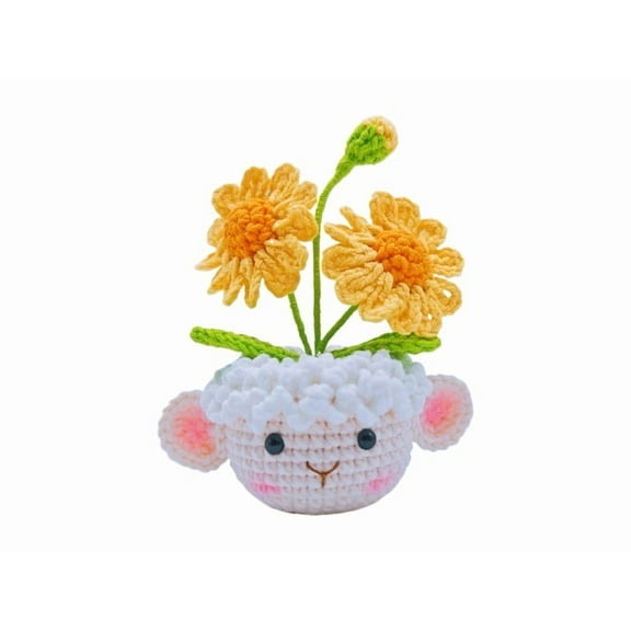 Cute Animal Potted Plant Plush Cute Desk Decora Plush Sheep, Bears, Pigs, Animals Small Potted Plush Toys Hand-knitted Plush Toys Holiday Gifts For Friends