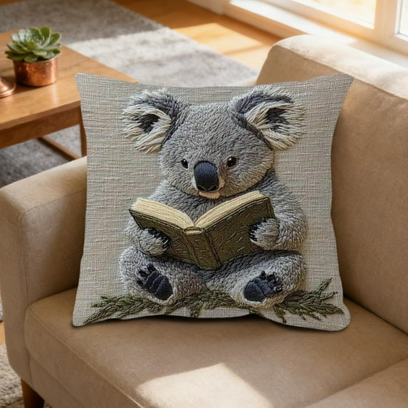 Cute Animal Print Flocked Pillow Cover Decorative Throw Cushion Case for Sofa Bedroom Living Room Home Decor Accent Pillow