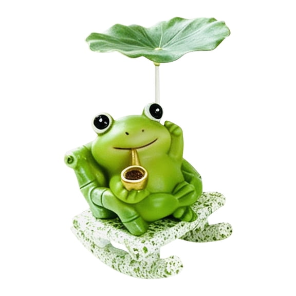 Cute Animal Rocking Chair Figurine With Umbrella Frog Or Panda Desk Decor For Home Shelf And Bedroom