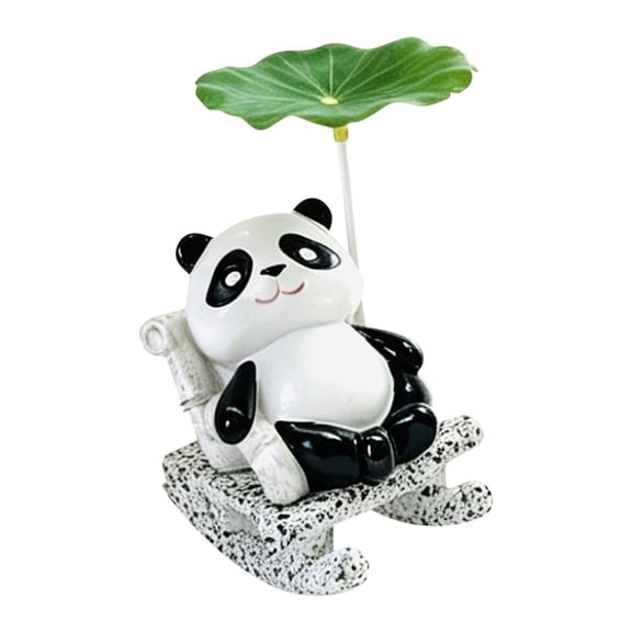 Cute Animal Rocking Chair Figurine With Umbrella Frog Or Panda Desk Decor For Home Shelf And Bedroom