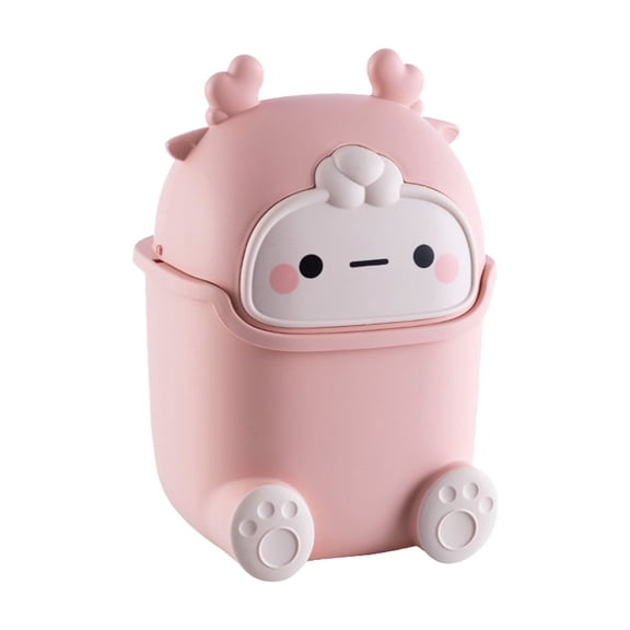Cute Animal Shape Trash Cans Creative Tiny Countertop Garbage Can with Flip Lid for Bathrooms, Kitchens, Offices, Waste Basket for Dressing Table
