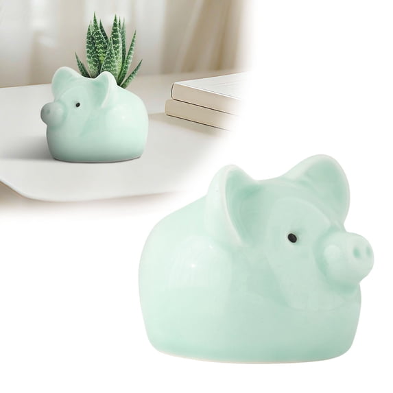 Cute Animal Shaped Ceramic Small Flower Vase, Light Green Mini Cartoon Animal Plant Pot, Desktop Decor Succulent & Hydroponic Planter, Tiny Cartoon Creature Floral Arrangement Container