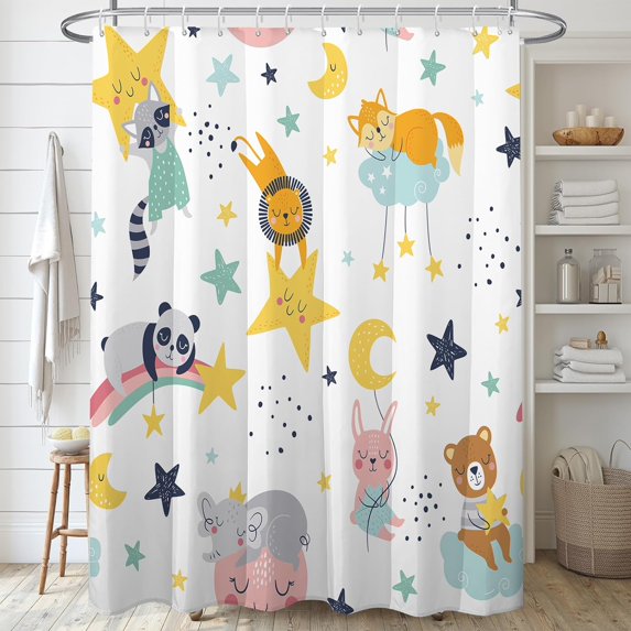 Cute Animal Shower Curtain for Bathroom,Children''s Playground Shower Curtains Set with 12 Hooks,Kids Bath Curtain 72x72in,Waterproof Fabric